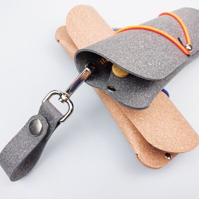 Recycled leather glasses case with key ring
