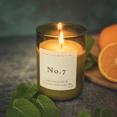CANDELAE SCENTED CANDLE NO.7 - 100% NATURAL SOY WAX, PURE ESSENTIAL OILS, 50 HOUR BURN, HANDMADE