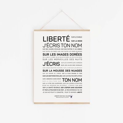 Affiche Liberté, j'écris ton nom par Paul Eluard A3