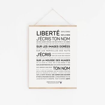 Affiche Liberté, j'écris ton nom par Paul Eluard A3