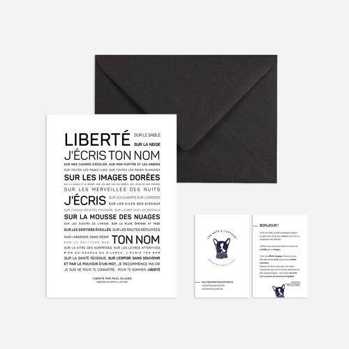 Affiche mini Liberté, j'écris ton nom par Paul Eluard (carte postale)