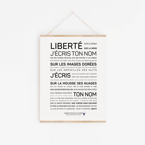 Affiche Liberté par Paul Eluard A2