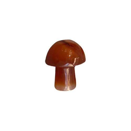 Hand Carved Crystal Mushroom - 2cm - Red Carnelian