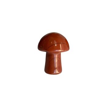 Champignon en cristal sculpté à la main - 2 cm - Jaspe rouge 1