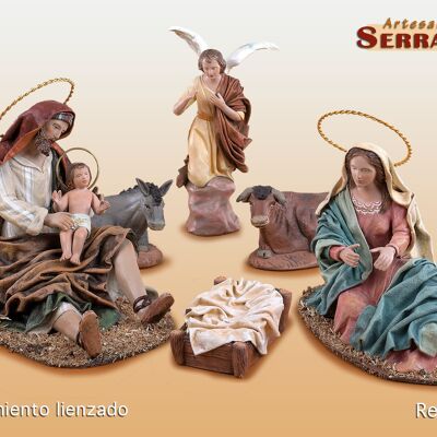 Nacimiento lienzado, figuras del belén