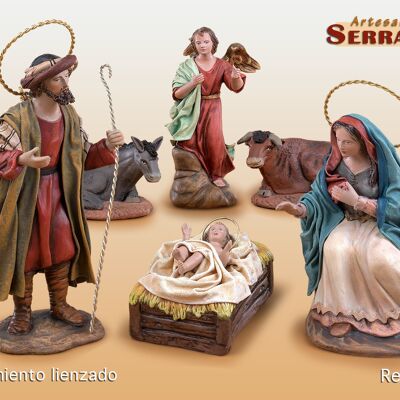 Nacimiento lienzado, figuras del belén