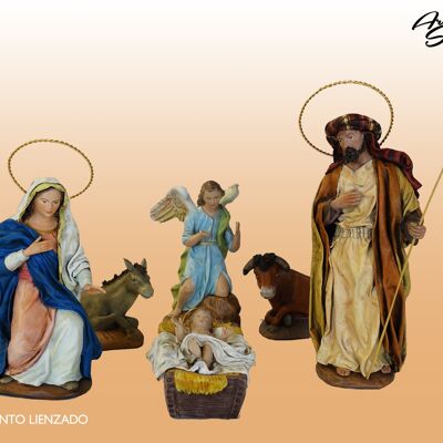 Nacimiento lienzado, figuras del belén