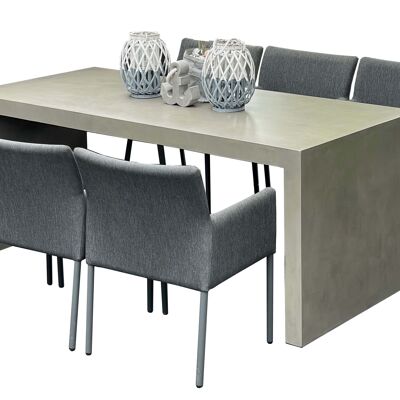 Concrete dining table set 7 pieces U-shape