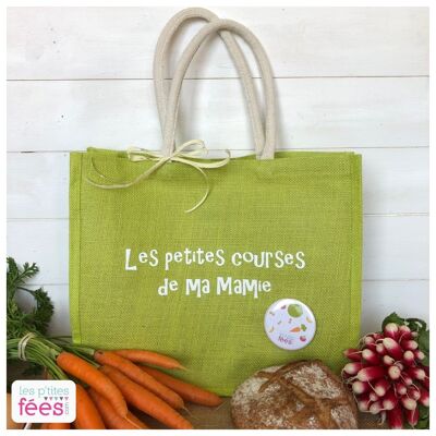 Sac en jute Les P'tites courses de Mamie (fête des mamies)