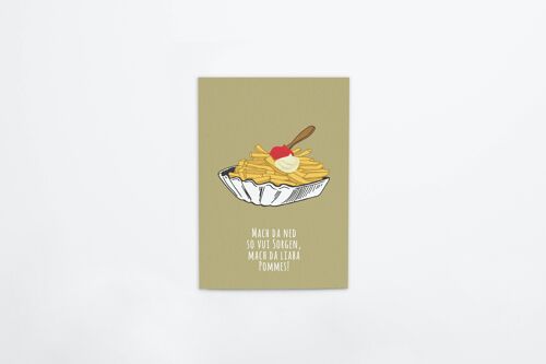 Postkarte aus dicker Bierdeckelpappe "Pommes", 1 VE = 10 Karten