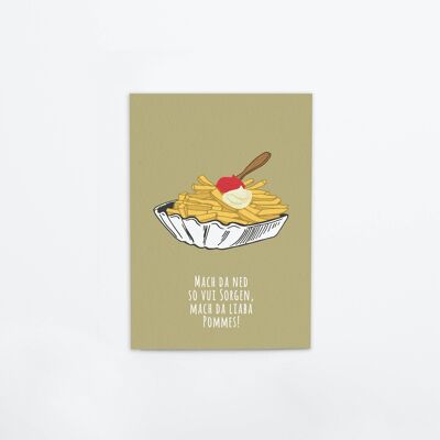 Postkarte aus dicker Bierdeckelpappe "Pommes", 1 VE = 10 Karten