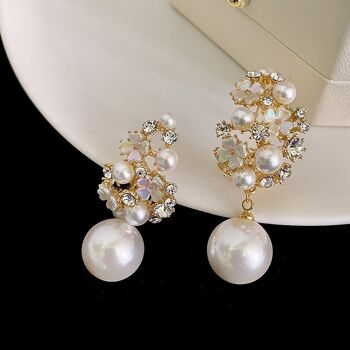 Boucles d'Oreilles Pendantes de Perles de Mode Vintage 2