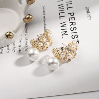 Boucles d'Oreilles Pendantes de Perles de Mode Vintage 4