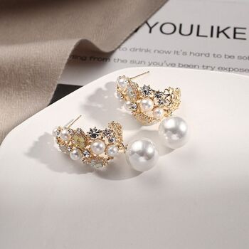 Boucles d'Oreilles Pendantes de Perles de Mode Vintage 5