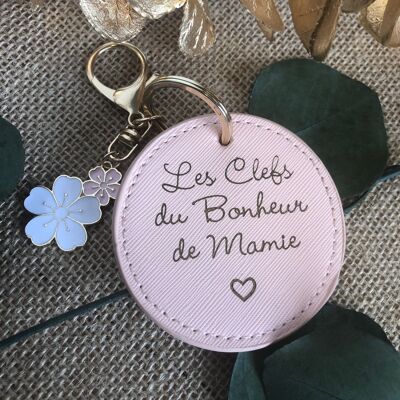 Porte clés en simili Les clés du bonheur de Mamie