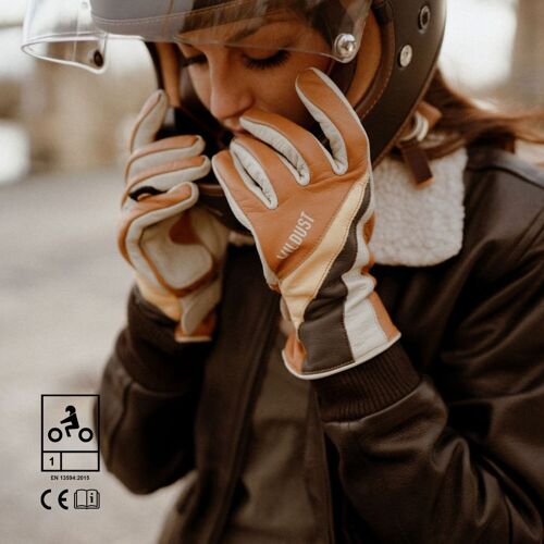 70'S RIDING GLOVES - CAMEL - CE CERTIFIED