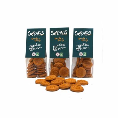 RASCAS DE QUESO Y TOMATES ECOLÓGICOS EN SOBRES PEQUEÑOS de 40g o 60g