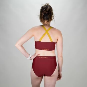 Bas de maillot de bain Taille Haute Femme Bordeaux 3