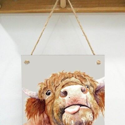 Placa de arte colgante, Baxter, Highland Cow