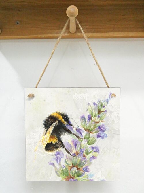 Hanging Art plaque, Bee on Lavender