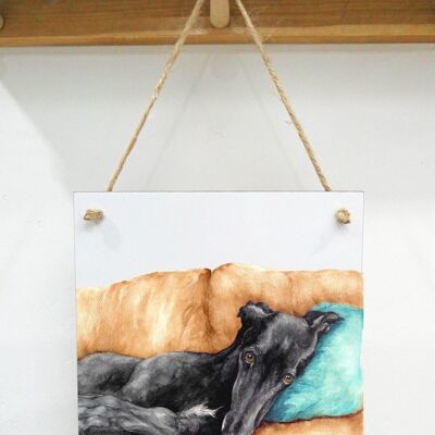 Hanging Art plaque, Ebony, Greyhound/Whippet