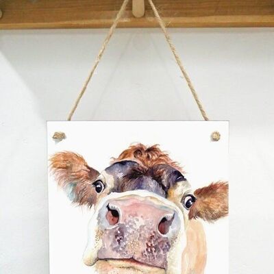 Hanging Art plaque, Pammy, Jersey Cow