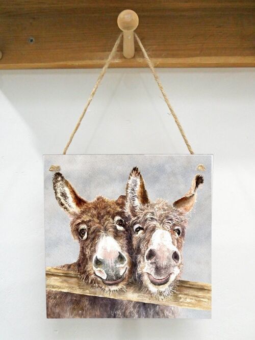 Hanging Art plaque, Stan & Ollie, Donkey Pair