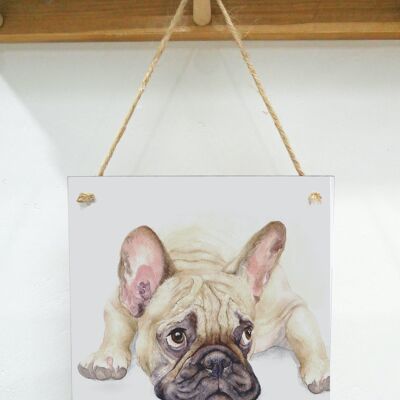 Placa de arte colgante, Gus, Bulldog Francés