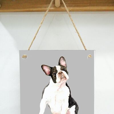Placa de arte colgante, Héctor, Boston Terrier