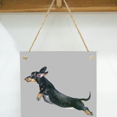 Placa de arte colgante, Freddy, Dachshund