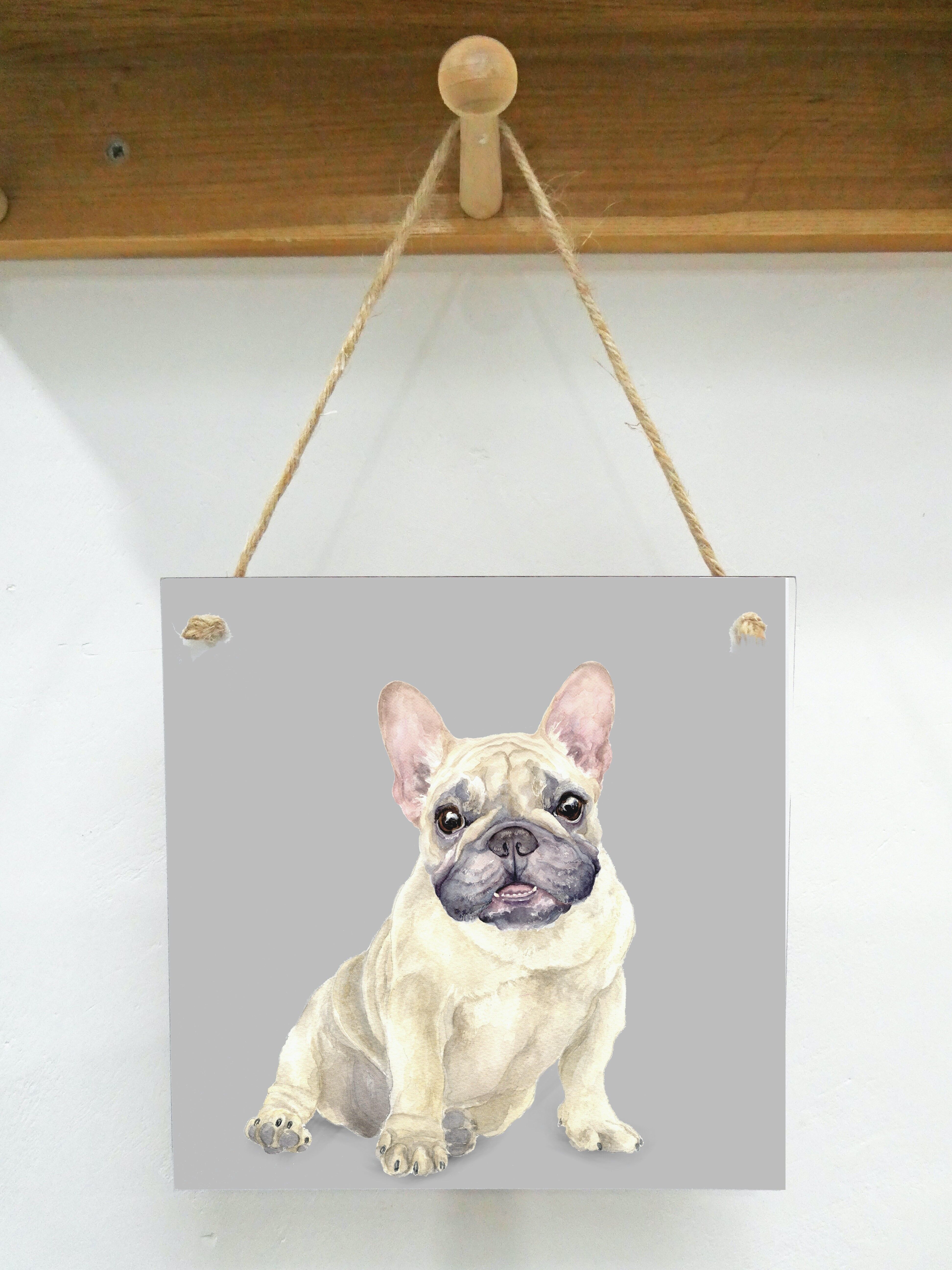 Placca artistica da appendere, Millie, Bulldog francese