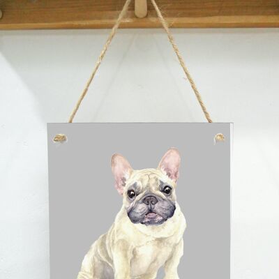Hängende Kunstplakette, Millie, Französische Bulldogge