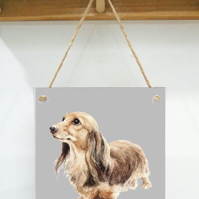 Placa de arte colgante, lirio, Dachshund