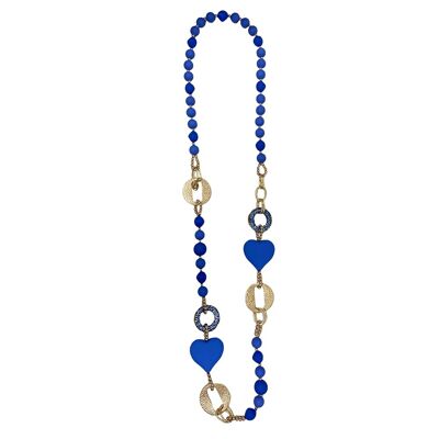 Long Necklace heart - blue