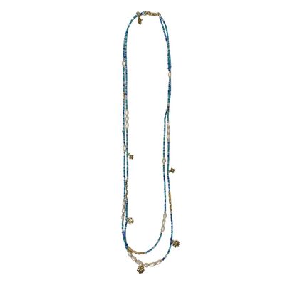 Collier multicouche perle - bleu