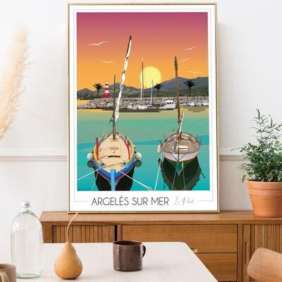 Poster des Hafens von Argelès-sur-Mer 30x42cm • Reiseposter