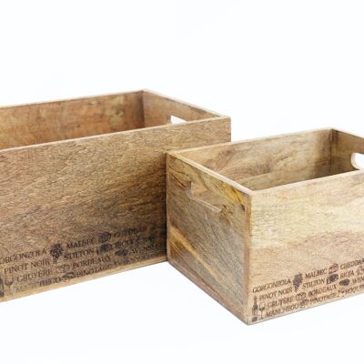 Set Of Two Engraved Cheese & Wine Word Crates