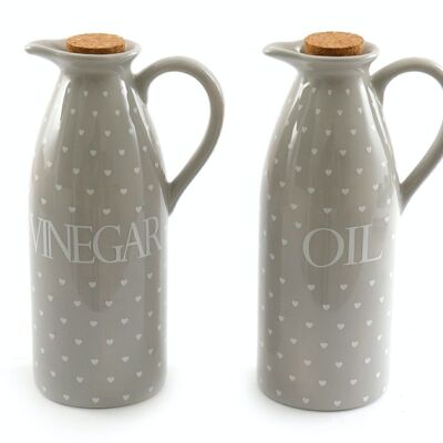 Set Of Two Heart Design Vinegar And Oil Pourers