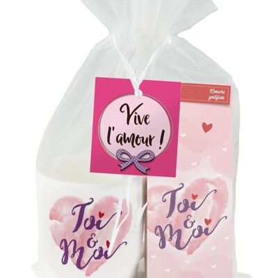 St-Valentin - Set-cadeau tasse + coeurs gélifiés "Toi & moi"