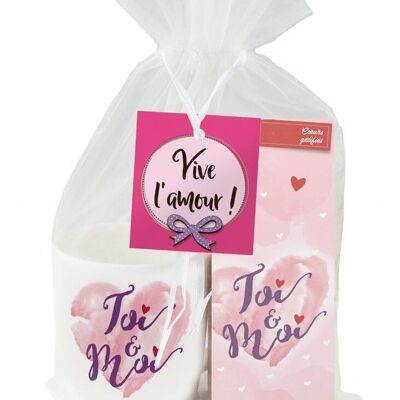 San Valentín - Set taza "Tú y Yo" + corazones gelificados