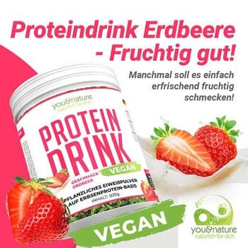 Vegan Protein Drink Fraise 500g Poudre de protéines végétales à base de pois 100% végétaux 2