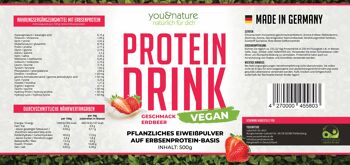 Vegan Protein Drink Fraise 500g Poudre de protéines végétales à base de pois 100% végétaux 6