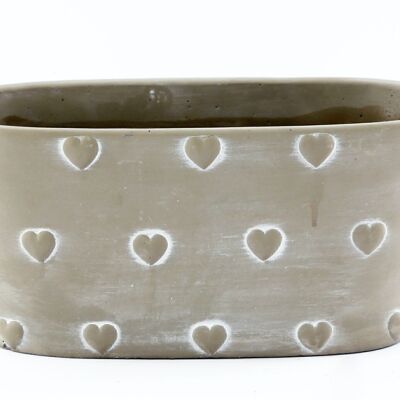 Grey Stone Hearts Planter Rectangular