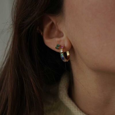 Brass hoop earrings with set rhinestones
