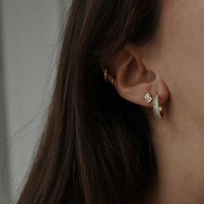 Earrings gilded with fine gold 2 set rhinestones