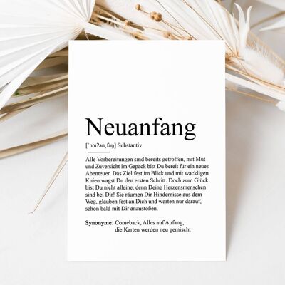 Postkarte NEUANFANG Definition