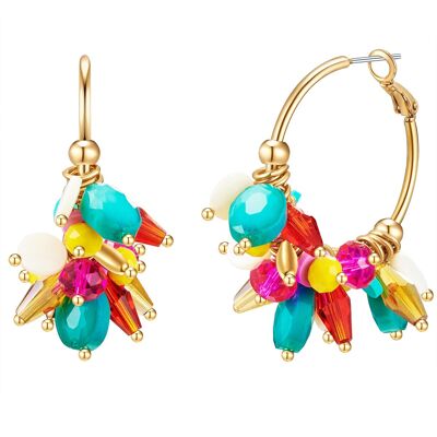 Hoop earrings yellow gold multicolored