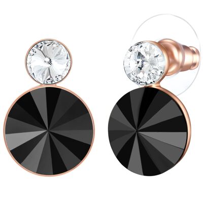Ear studs rose gold glass crystal white