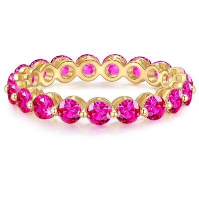 Ring yellow gold crystal pink