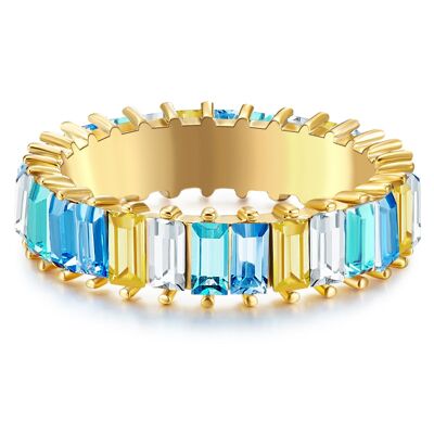 Ring yellow gold crystal multicolored